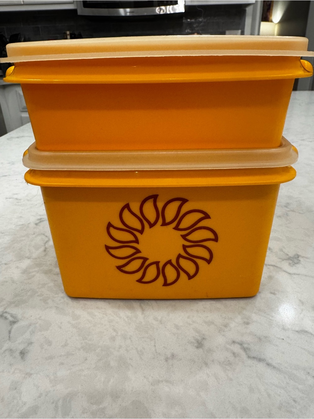 🌻 Vintage 1970s Tupperware Harvest Sun Set of 2 Harvest Gold MCM